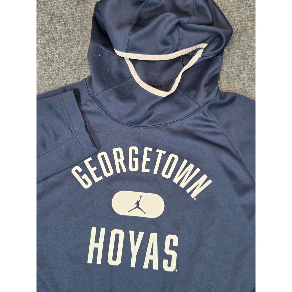Jordan Air Georgetown Hoyas Hoodie Mens XL Navy Blue Pullover Sweatshirt
